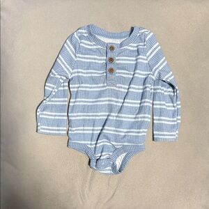 Striped Blue Kids Bodysuit with Buttons